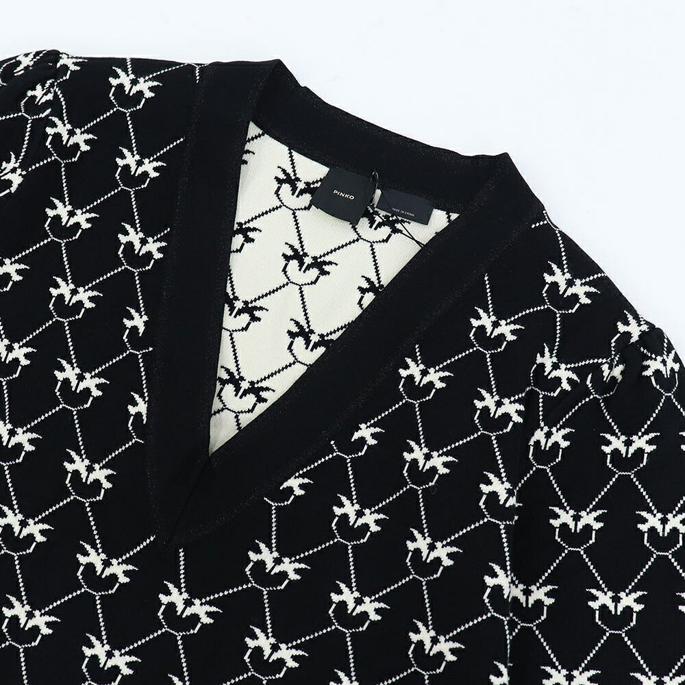 PINKO ピンコ レディース トップス ニット ブラック ビスコース モノグラム 1G18FJ-Y7UH
