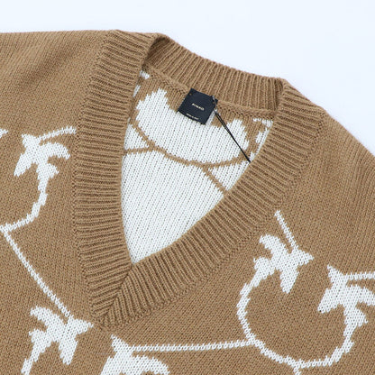 PINKO ニット  キャメル ピンク LOVEBIRDS Vネック 1G18GW-A005