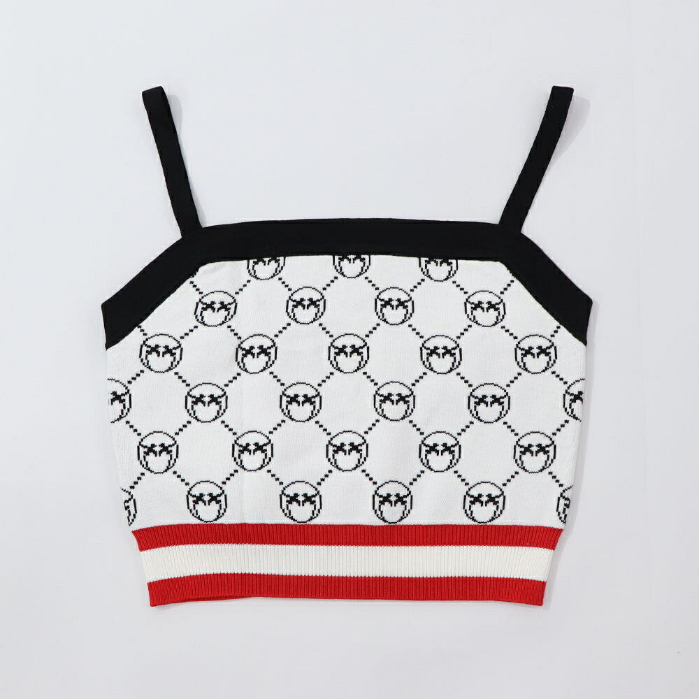 PINKO ニット  ホワイト クロップド丈 ロゴ 100447-A0KS