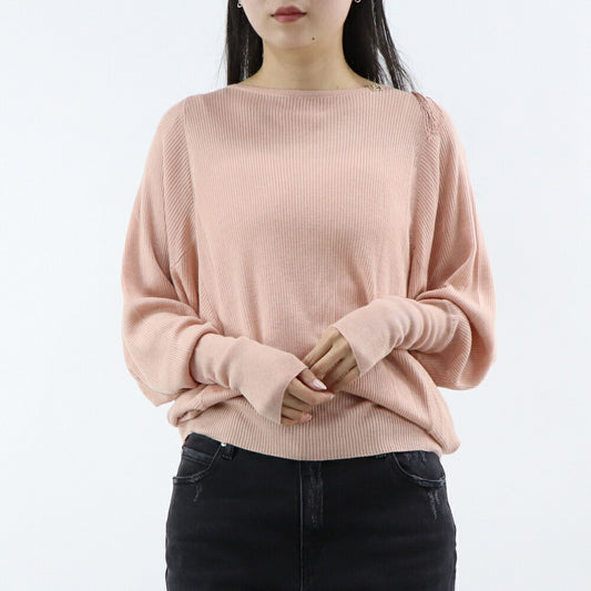 PINKO ニット ピンク リブ ドルマン フリンジ 100467-A0LH