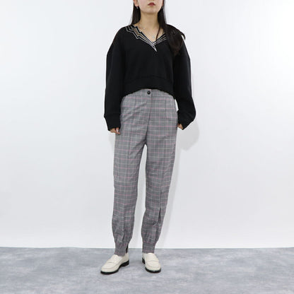 PINKO スウェット  ブラック ショート丈 Vネック 稲妻 100474-A0LQ