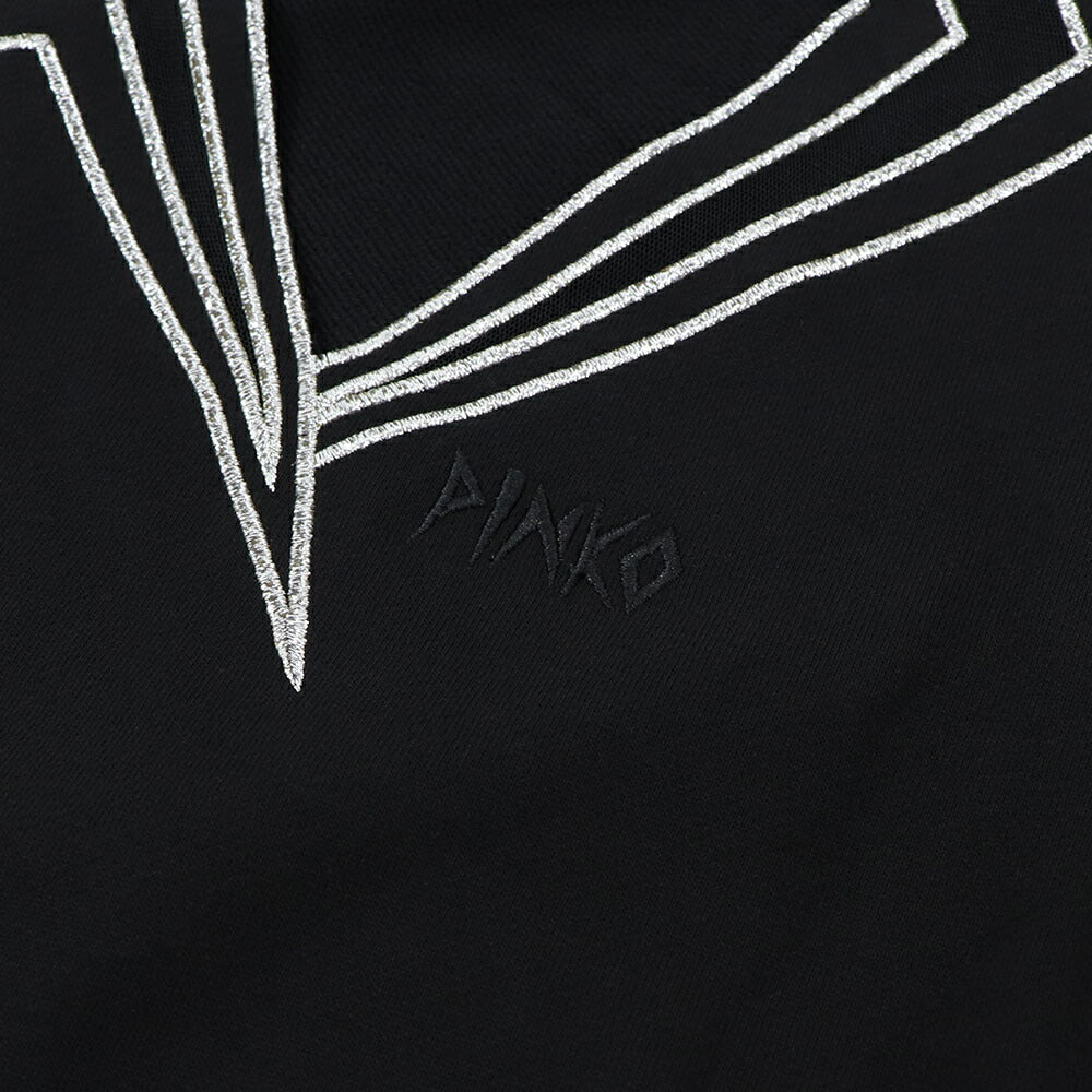 PINKO スウェット  ブラック ショート丈 Vネック 稲妻 100474-A0LQ