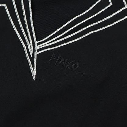 PINKO スウェット  ブラック ショート丈 Vネック 稲妻 100474-A0LQ