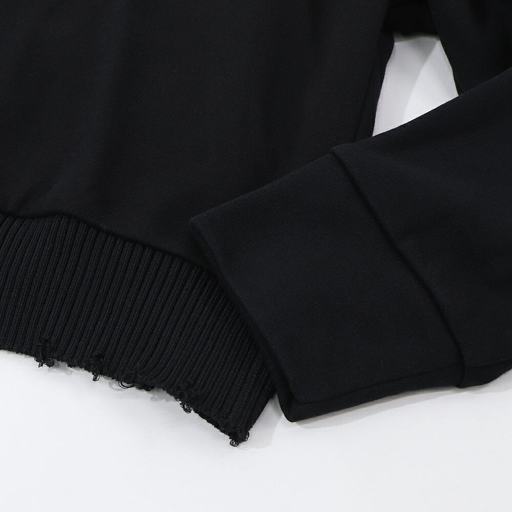 PINKO スウェット  ブラック ショート丈 Vネック 稲妻 100474-A0LQ