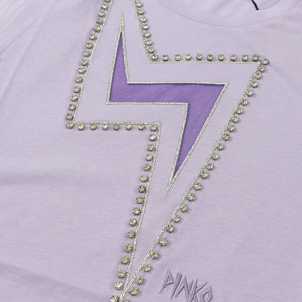 PINKO ピンコ レディース トップス Tシャツ・カットソー パープル ラインストーン イナズマ クロップド丈 半袖 100482-A0M7