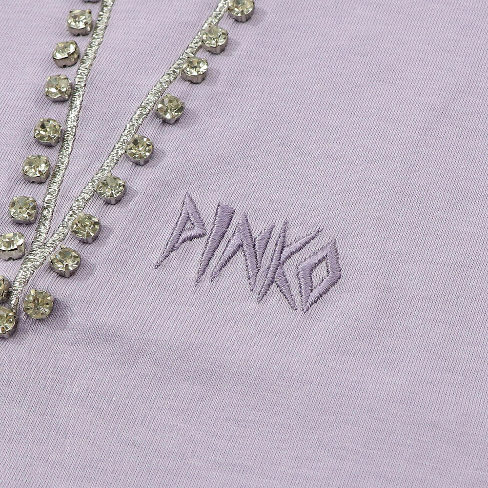 PINKO ピンコ レディース トップス Tシャツ・カットソー パープル ラインストーン イナズマ クロップド丈 半袖 100482-A0M7
