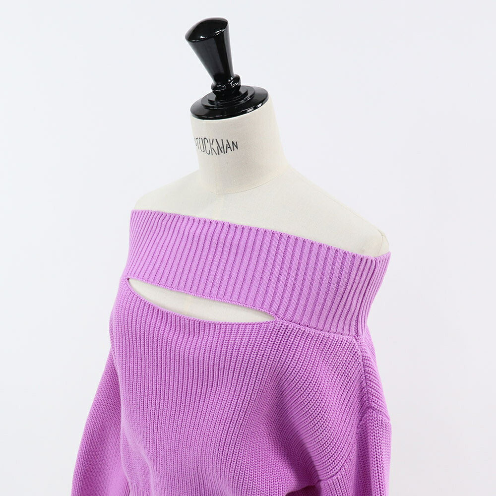 PINKO ニット パープル ホワイト ハイネック クロップド丈 100522-A0LZ