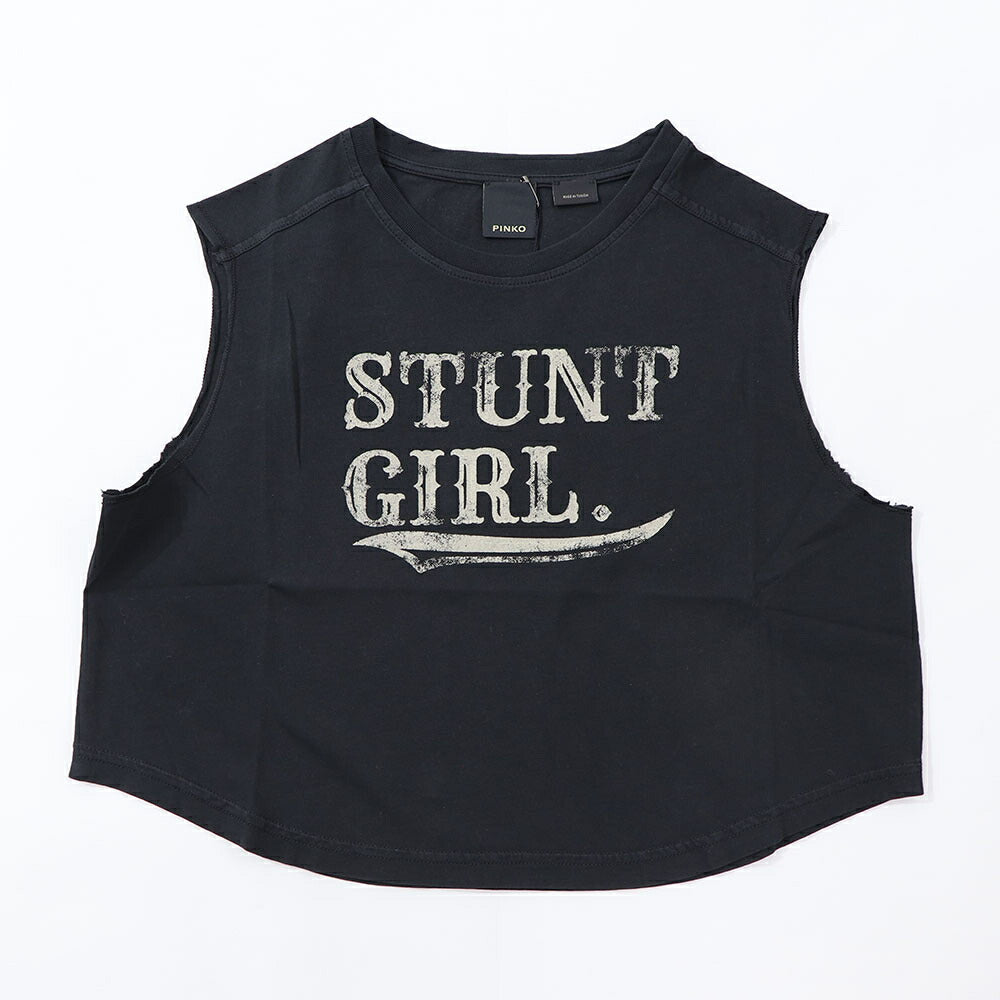 PINKO キャミソール  ブラック ロゴ クロップド丈 100615-A0MN