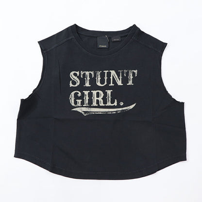 PINKO キャミソール  ブラック ロゴ クロップド丈 100615-A0MN