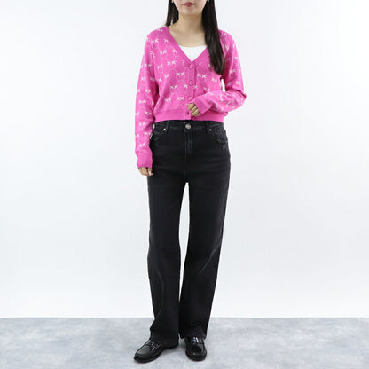 PINKO カーディガン ピンク ロゴ クロップド丈 100687-A0IS