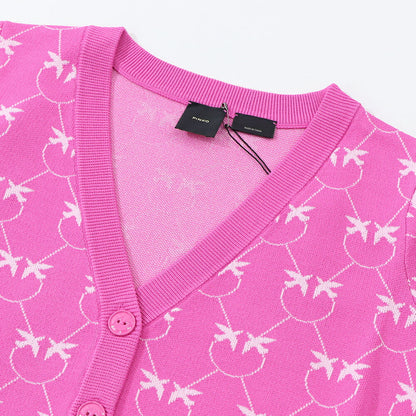 PINKO カーディガン ピンク ロゴ クロップド丈 100687-A0IS
