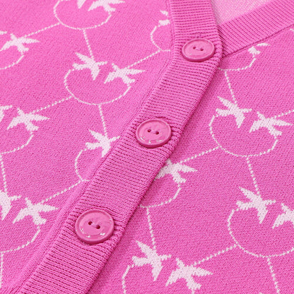 PINKO カーディガン ピンク ロゴ クロップド丈 100687-A0IS