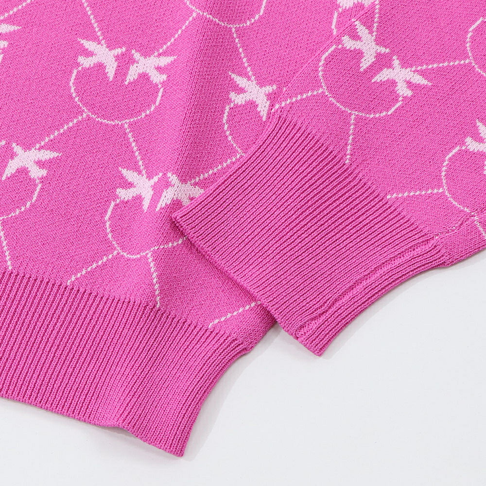 PINKO カーディガン ピンク ロゴ クロップド丈 100687-A0IS