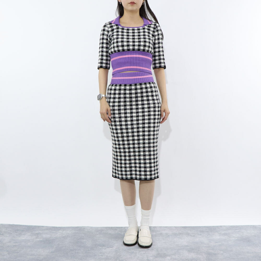 PINKO ニット ブラック×ホワイト ギンガム 100971-A0KT
