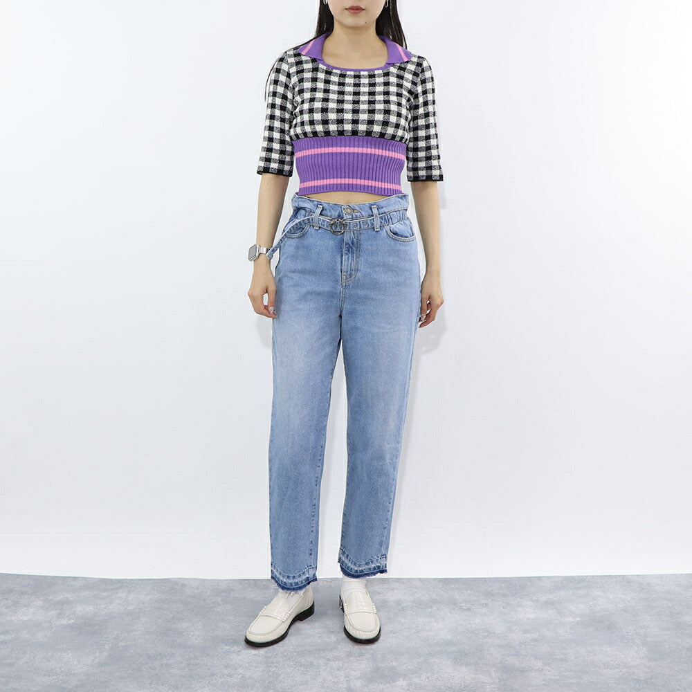 PINKO ニット ブラック×ホワイト ギンガム 100971-A0KT