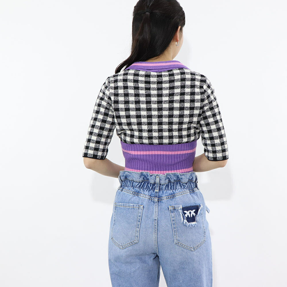PINKO ニット ブラック×ホワイト ギンガム 100971-A0KT