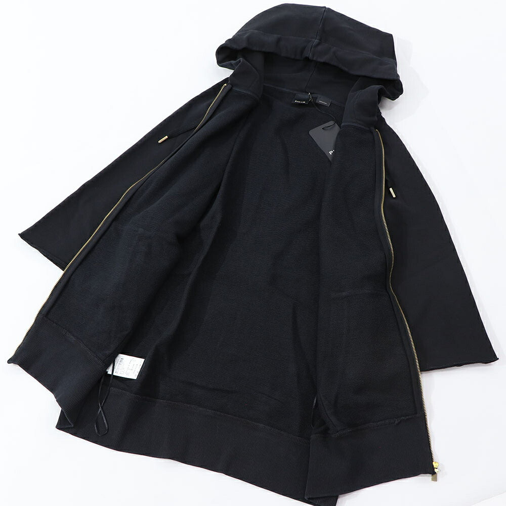 PINKO パーカー ブラック ロゴ トラ 七分袖 ジップアップ 1G17M9-Y85X