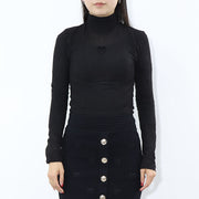PINKO Tシャツ  ブラック タートルネック ロゴ シースルー 長袖 1G17WA-Y7D2