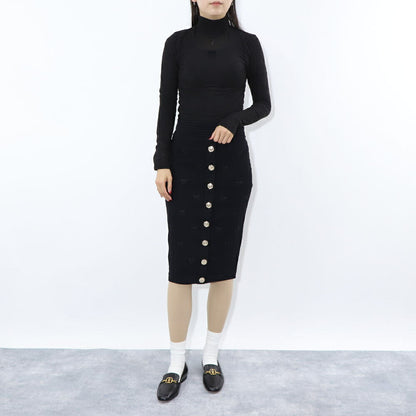 PINKO Tシャツ  ブラック タートルネック ロゴ シースルー 長袖 1G17WA-Y7D2