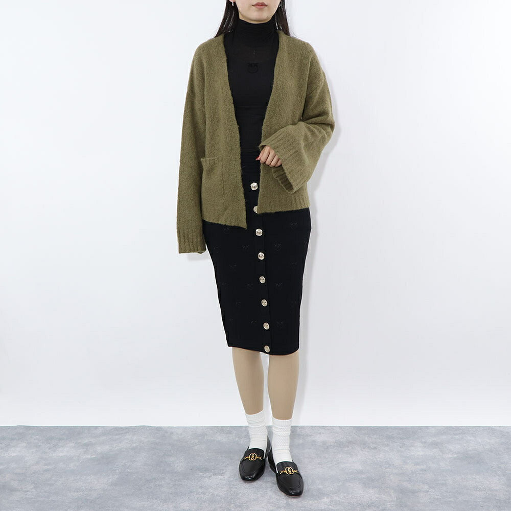 PINKO Tシャツ  ブラック タートルネック ロゴ シースルー 長袖 1G17WA-Y7D2