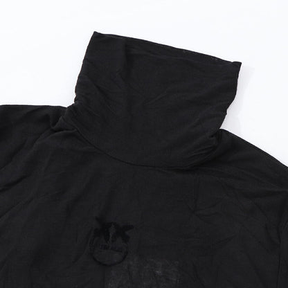 PINKO Tシャツ  ブラック タートルネック ロゴ シースルー 長袖 1G17WA-Y7D2