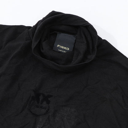 PINKO Tシャツ  ブラック タートルネック ロゴ シースルー 長袖 1G17WA-Y7D2
