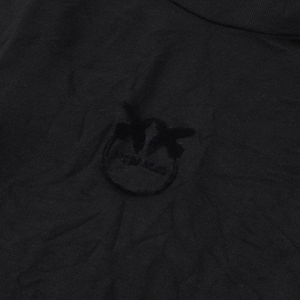 PINKO Tシャツ  ブラック タートルネック ロゴ シースルー 長袖 1G17WA-Y7D2