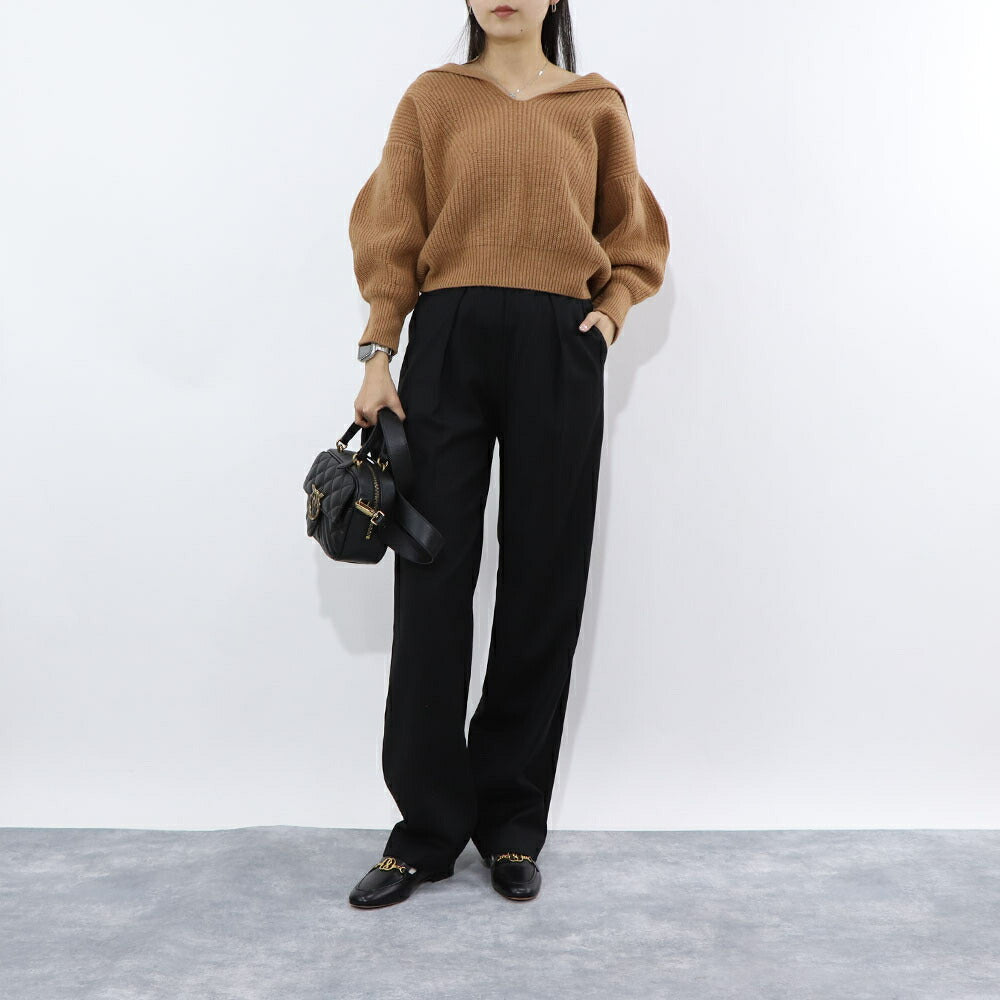 PINKO ニット  ブラウン ブラック 襟 ショート丈 1G18JW-A0CS