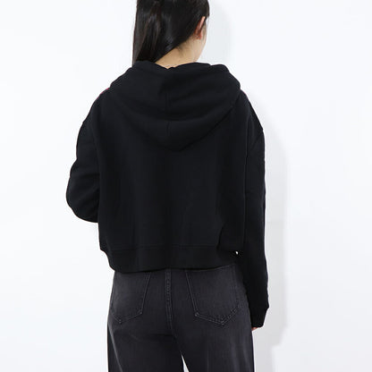 PINKO パーカー ブラック ロゴ プリント 裏起毛 ジップアップ 1G16VV-Y7JP