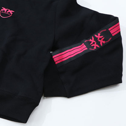PINKO パーカー ブラック ロゴ プリント 裏起毛 ジップアップ 1G16VV-Y7JP