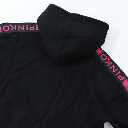 PINKO パーカー ブラック ロゴ プリント 裏起毛 ジップアップ 1G16VV-Y7JP