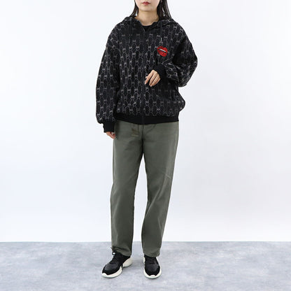 PINKO パーカー ブラック ラインストーン ジップアップ 1G1724-Y7YT