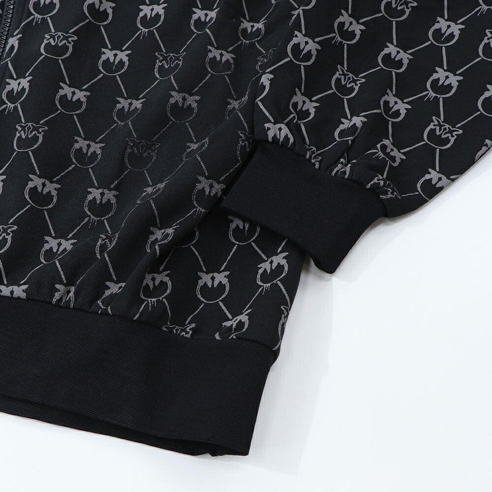 PINKO パーカー ブラック ラインストーン ジップアップ 1G1724-Y7YT