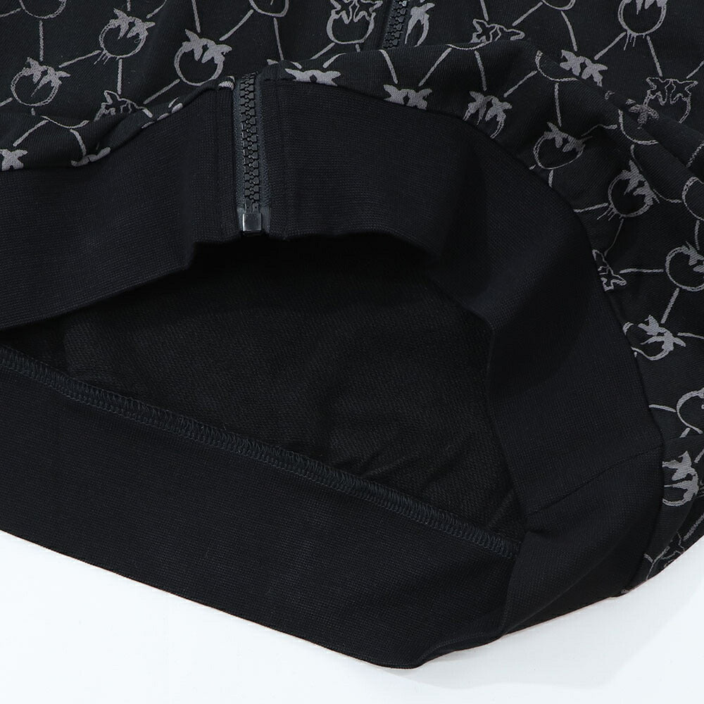 PINKO パーカー ブラック ラインストーン ジップアップ 1G1724-Y7YT