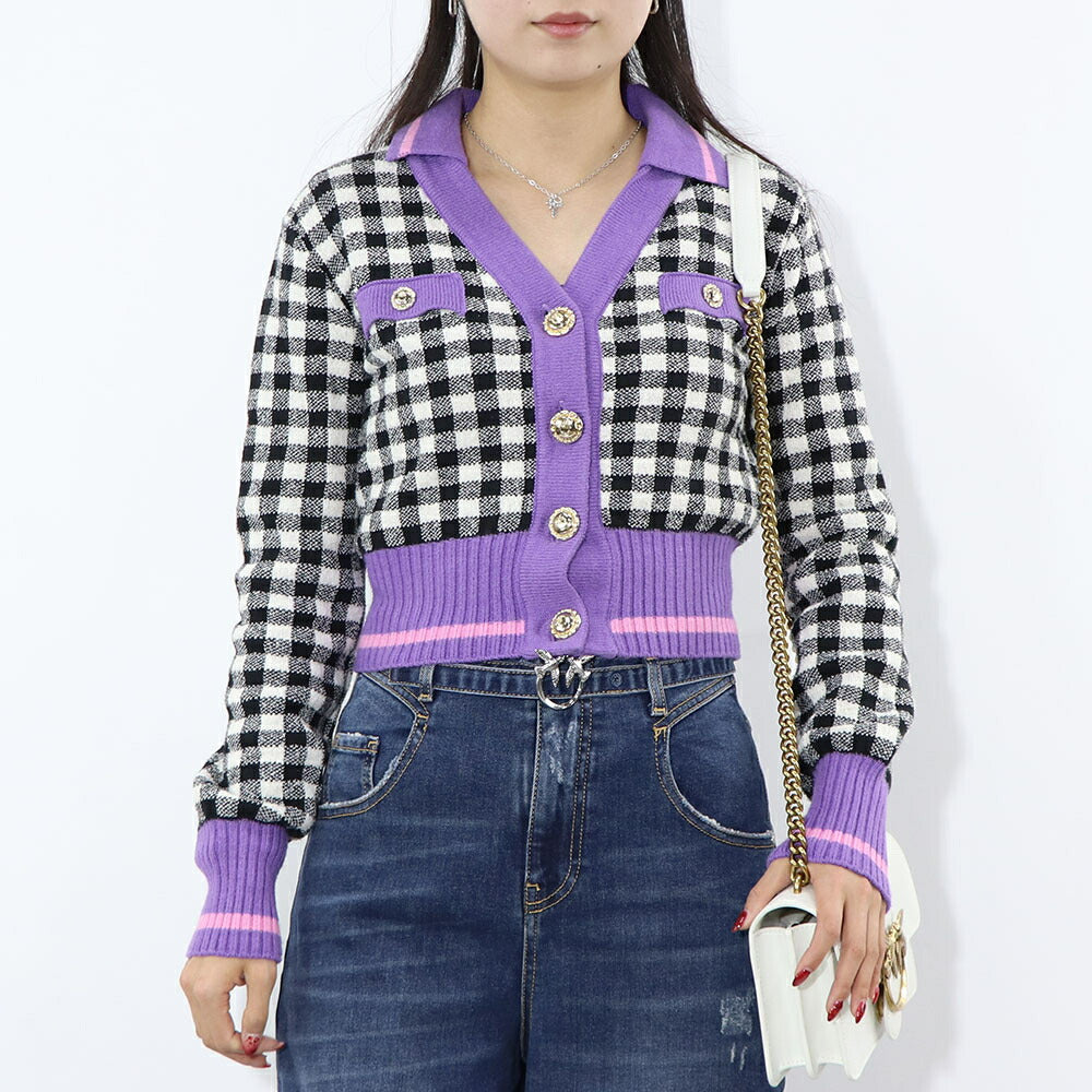 PINKO ニット ブラック×ホワイト ギンガムチェック 100973-A0KT