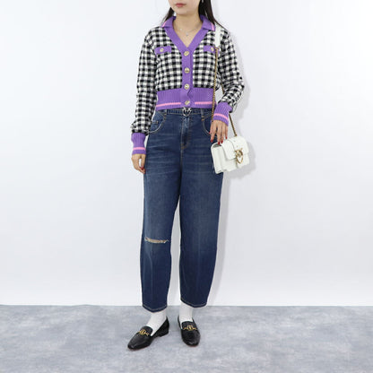 PINKO ニット ブラック×ホワイト ギンガムチェック 100973-A0KT