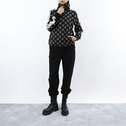 PINKO パーカー ブラック 総柄 ジップアップ 101018-A0U0