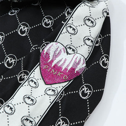 PINKO パーカー ブラック 総柄 ジップアップ 101018-A0U0