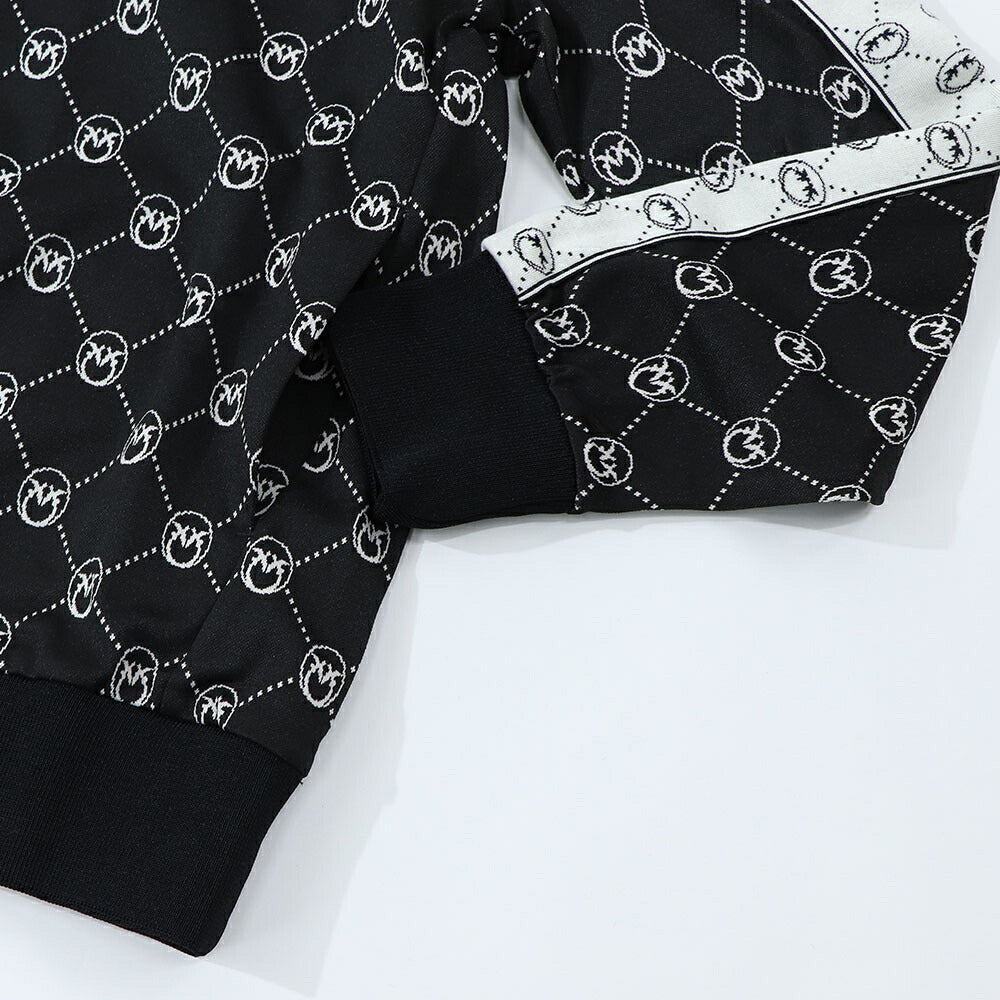 PINKO パーカー ブラック 総柄 ジップアップ 101018-A0U0