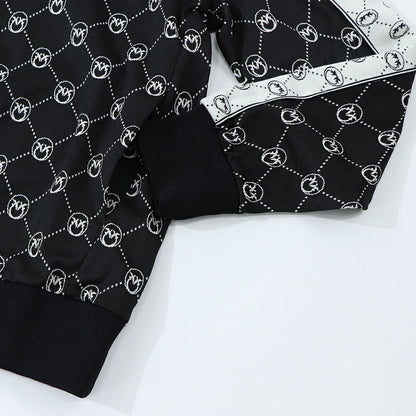 PINKO パーカー ブラック 総柄 ジップアップ 101018-A0U0