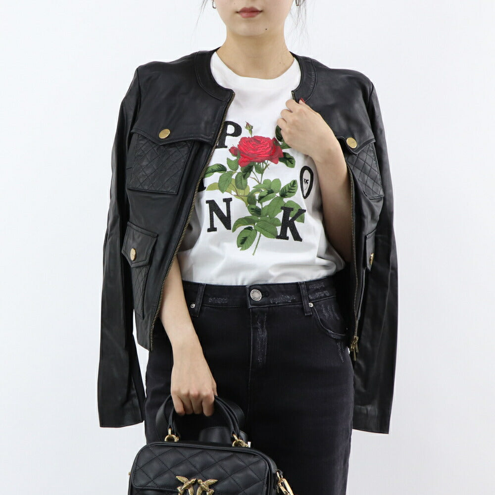 PINKO アウター ジャケット ブラック レザージャケット 1G15PS-Y6W4
