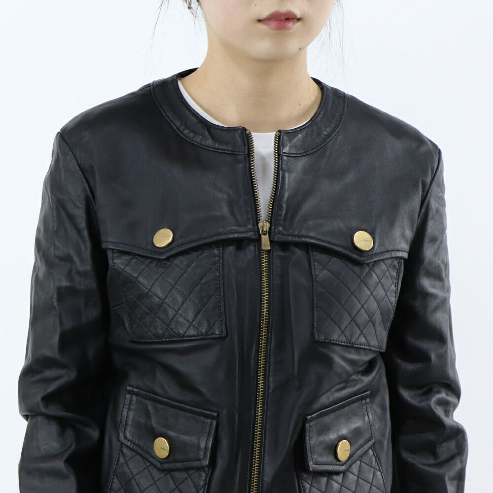 PINKO アウター ジャケット ブラック レザージャケット 1G15PS-Y6W4