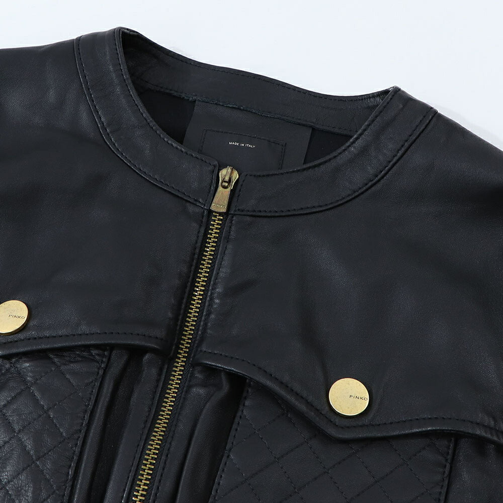 PINKO アウター ジャケット ブラック レザージャケット 1G15PS-Y6W4