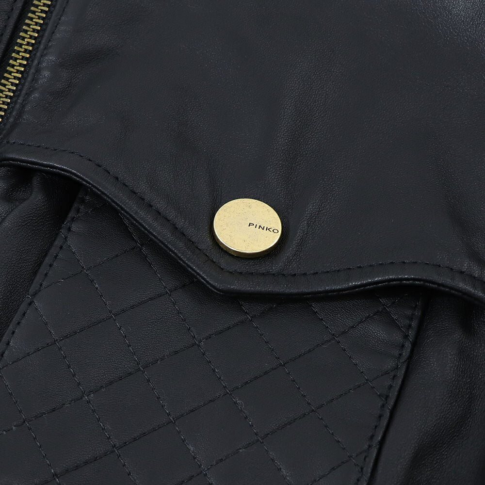 PINKO アウター ジャケット ブラック レザージャケット 1G15PS-Y6W4