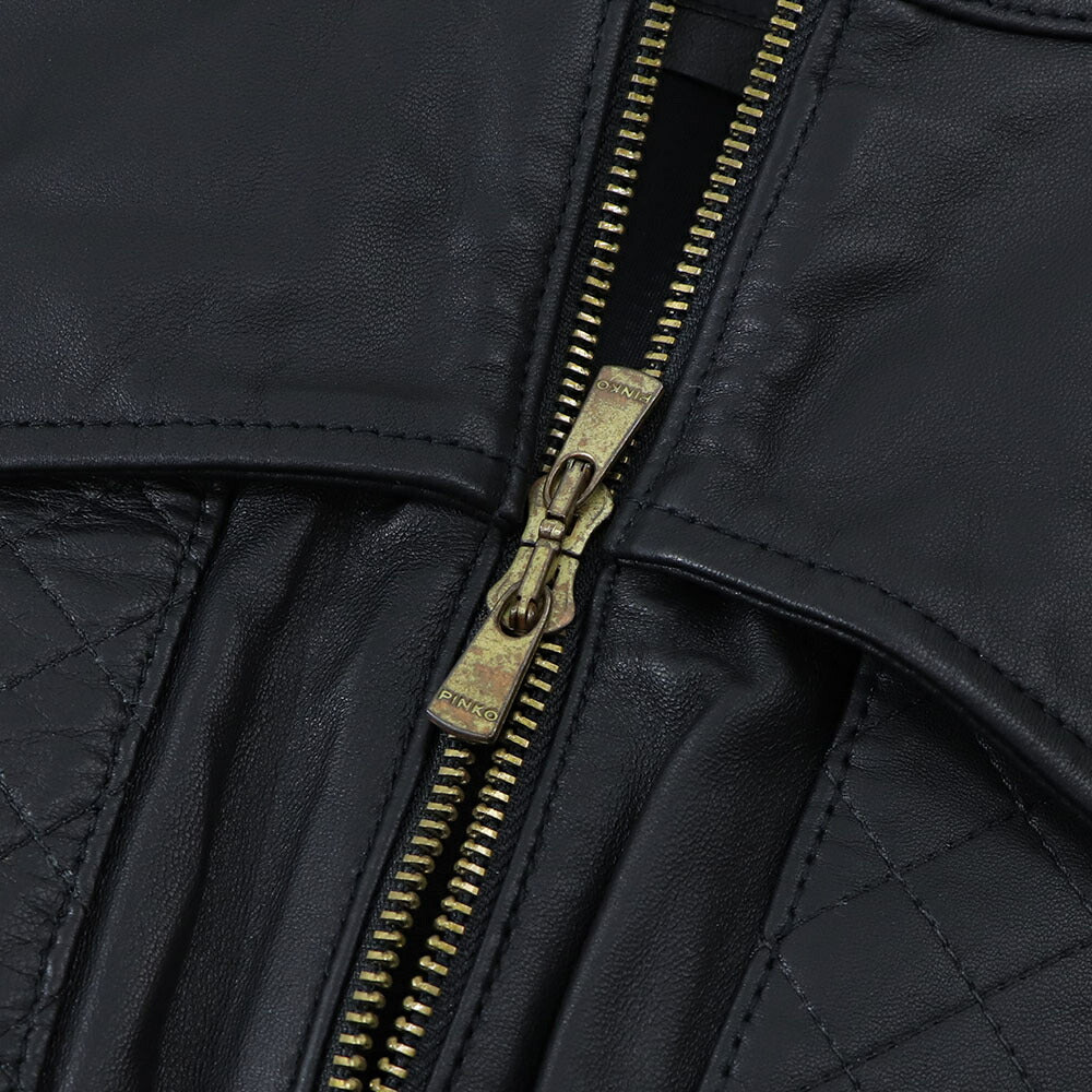 PINKO アウター ジャケット ブラック レザージャケット 1G15PS-Y6W4