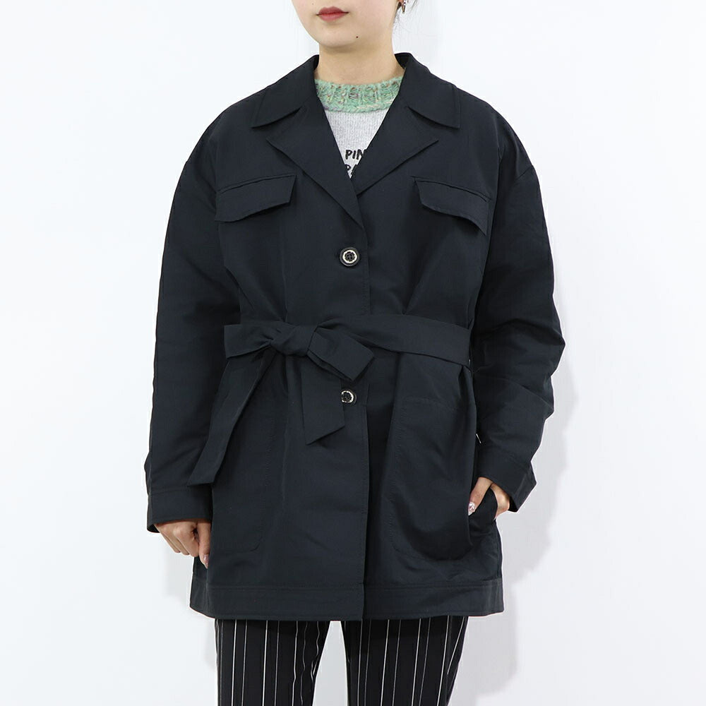 PINKO ジャケット ベージュ ブラック シンプル ベルト付き 1G15UJ-8399