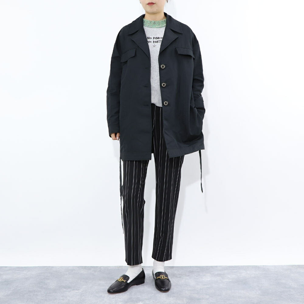 PINKO ジャケット ベージュ ブラック シンプル ベルト付き 1G15UJ-8399