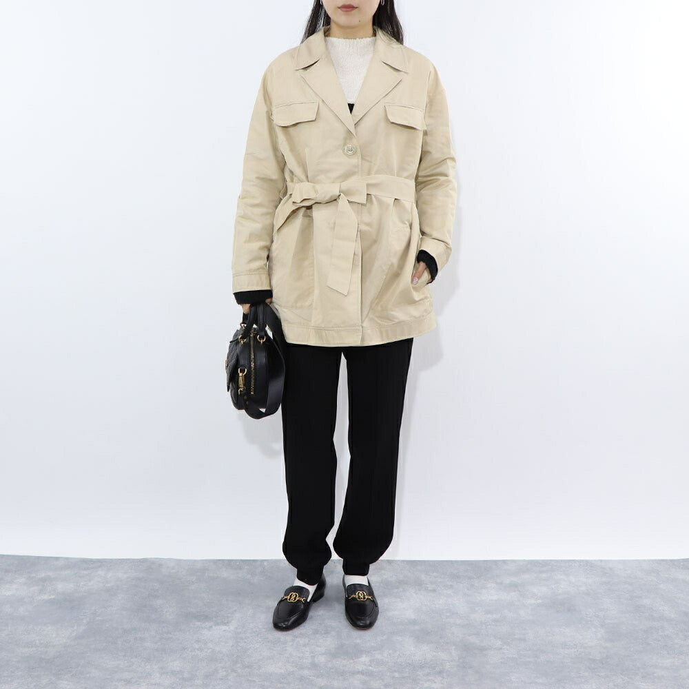 PINKO ジャケット ベージュ ブラック シンプル ベルト付き 1G15UJ-8399