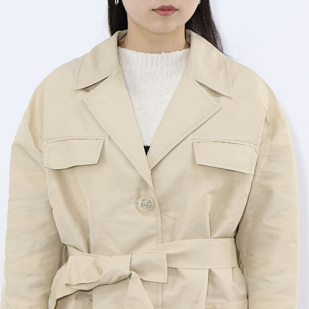 PINKO ジャケット ベージュ ブラック シンプル ベルト付き 1G15UJ-8399