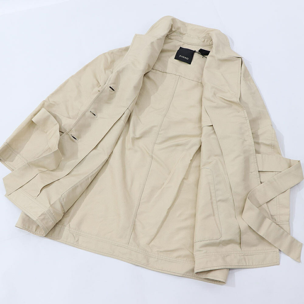 PINKO ジャケット ベージュ ブラック シンプル ベルト付き 1G15UJ-8399